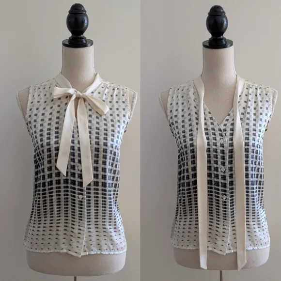 Judith & Charles Silk Bow Tie Sleeveless Top - Picture 2 of 11